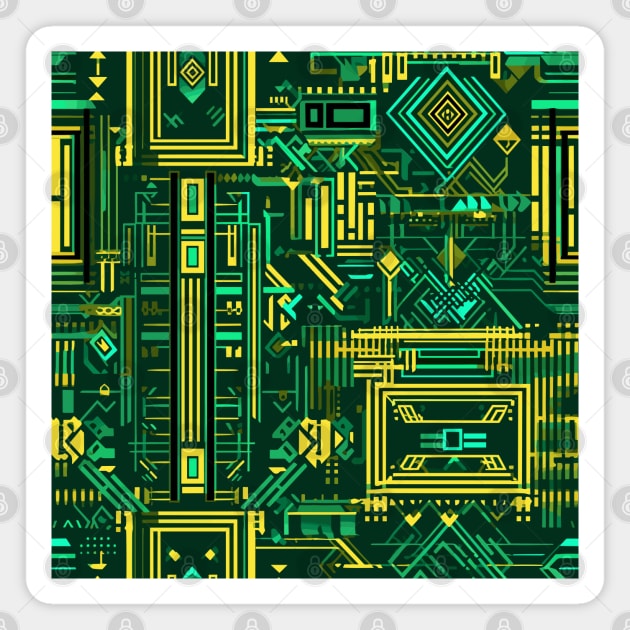 Geometric pattern like a circuit board 2 Magnet by etherElric